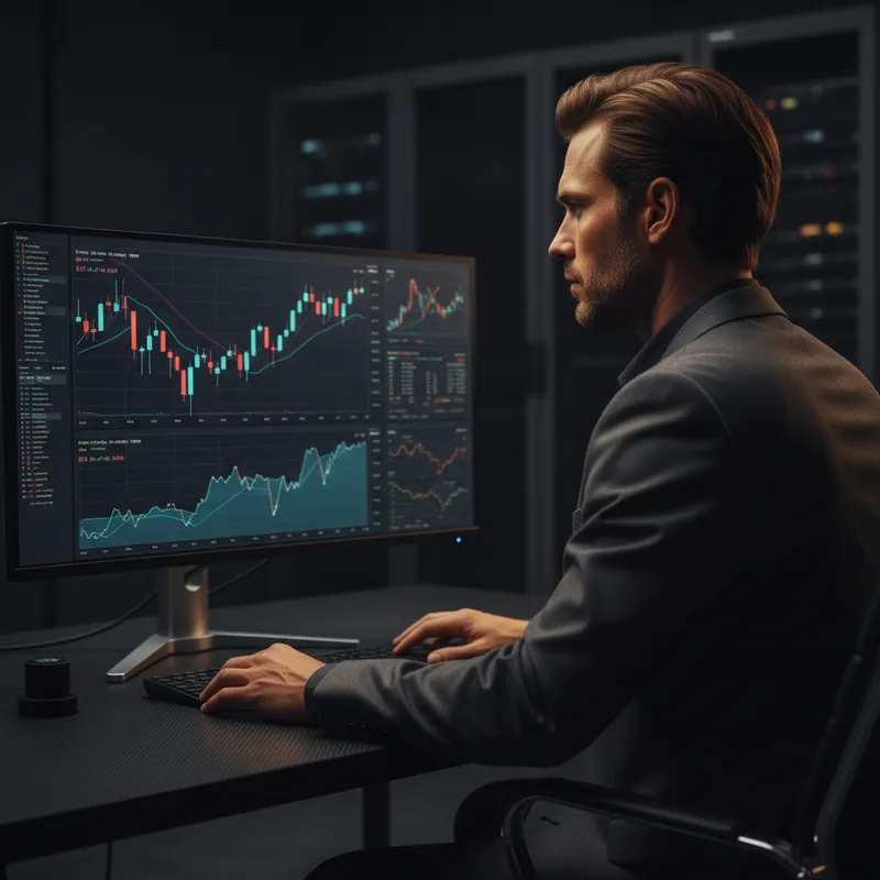 AI-driven market signals dashboard with live trend chart and confidence levels